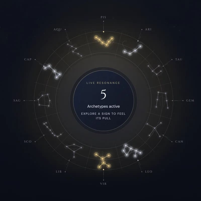 Constellation Atlas zodiac ring with active constellation highlighted